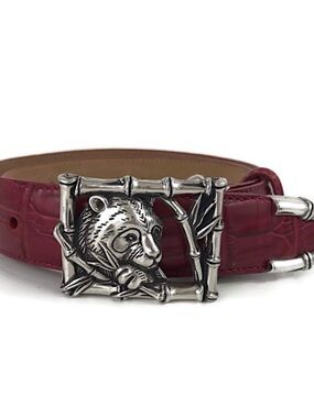 Brighton Red Leather Belt Panda Silver Buckle